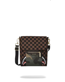 BORSA A MONOSPALLA MESSENGER “SHARKS IN PARIS” CON TASCA ESTERNA CON CERNIERA DORATA