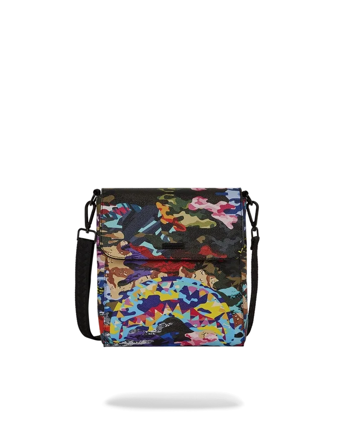 BORSA A TRACOLLA CAMO A FASCE E QUADRATI PER BORSE MESSAGE
