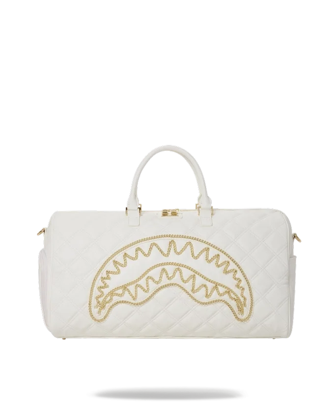 BORSA BORSONI RIVIERA LE BLANC CON CATENA D'ORO E DETTAGLI A FORMA DI SQUALO