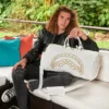 BORSA BORSONI RIVIERA LE BLANC CON CATENA D'ORO E DETTAGLI A FORMA DI SQUALO