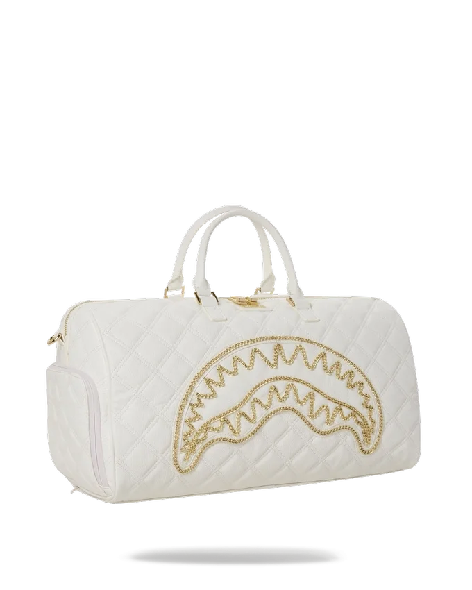 BORSA BORSONI RIVIERA LE BLANC CON CATENA D'ORO E DETTAGLI A FORMA DI SQUALO