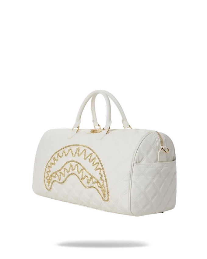 BORSA BORSONI RIVIERA LE BLANC CON CATENA D'ORO E DETTAGLI A FORMA DI SQUALO