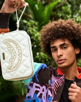 BORSA DA BEAUTY CASE RIVIERA LE BLANC CON CATENA D’ORO A FORMA DI SQUALO