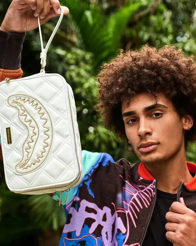 BORSA DA BEAUTY CASE RIVIERA LE BLANC CON CATENA D'ORO A FORMA DI SQUALO