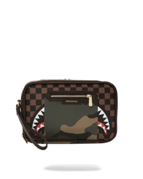 BORSA DA BEAUTY CASE “SHARKS IN PARIS” CON TASCA ESTERNA CON CERNIERA DORATA