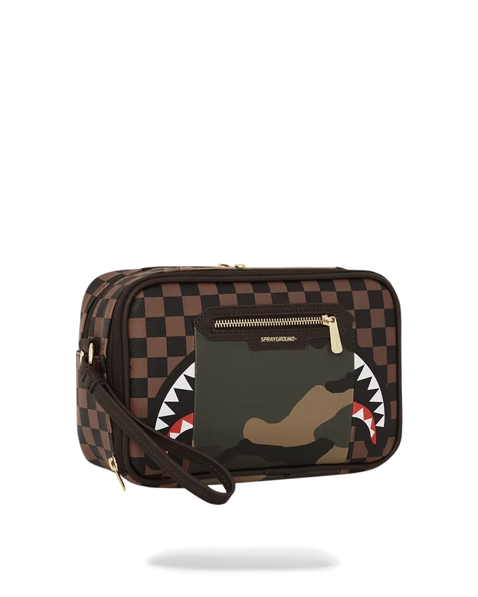 BORSA DA BEAUTY CASE “SHARKS IN PARIS” CON TASCA ESTERNA CON CERNIERA DORATA