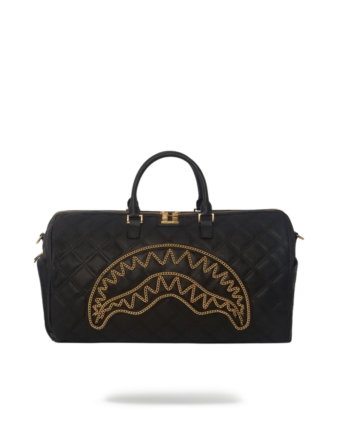 BORSA DA BORSONE NOIR TRAPUNTATA CON CATENA D'ORO E DETTAGLI A FORMA DI SQUALO