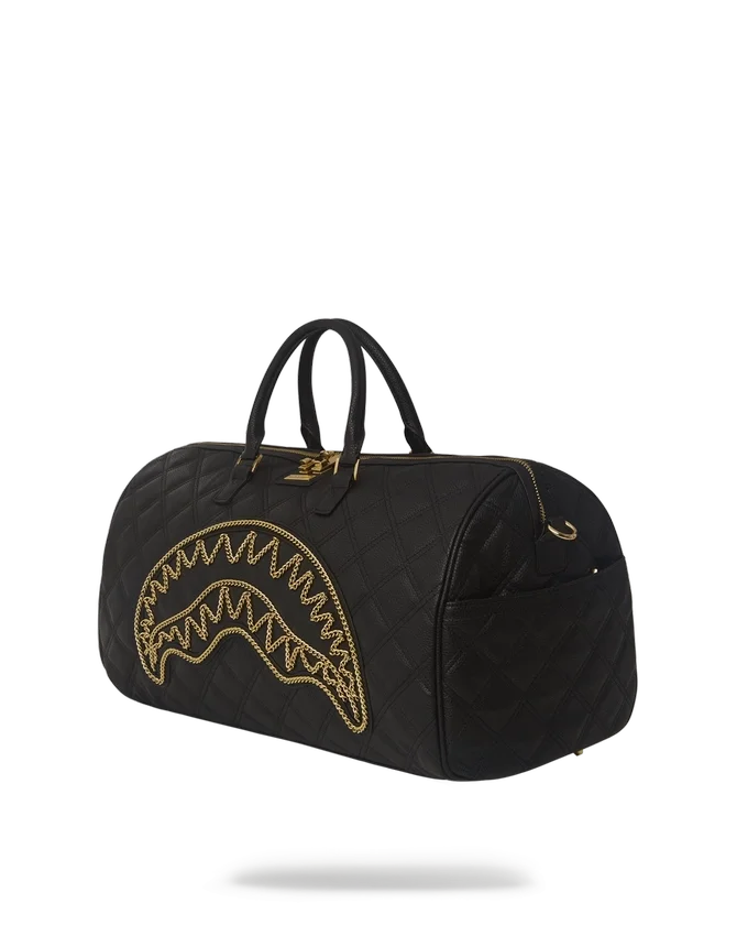 BORSA DA BORSONE NOIR TRAPUNTATA CON CATENA D'ORO E DETTAGLI A FORMA DI SQUALO