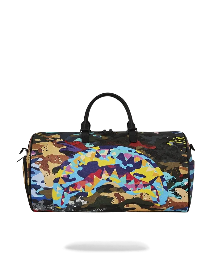 BORSA DA VIAGGIO CAMOUFLAGE A RIGHE E QUADRATI