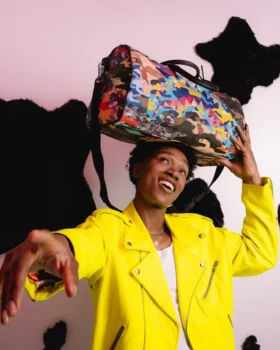 BORSA DA VIAGGIO CAMOUFLAGE A RIGHE E QUADRATI