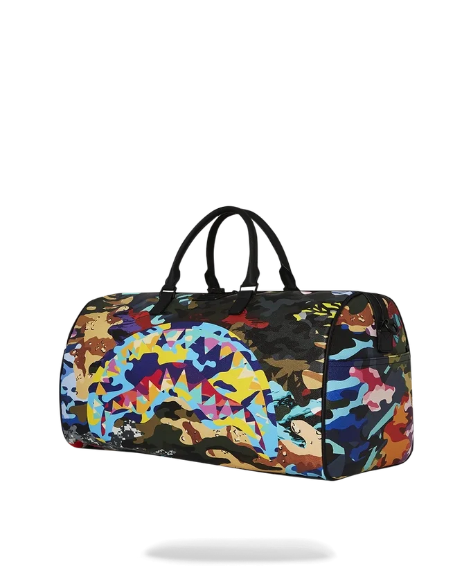 BORSA DA VIAGGIO CAMOUFLAGE A RIGHE E QUADRATI