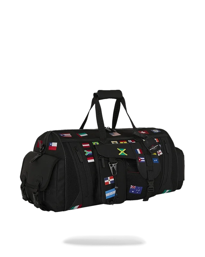 BORSA DA VIAGGIO JAMES FIRST CLASS CON BANDIERE DEL MONDO E MOTIVO BORSONI OPERAZIONI SPECIALI
