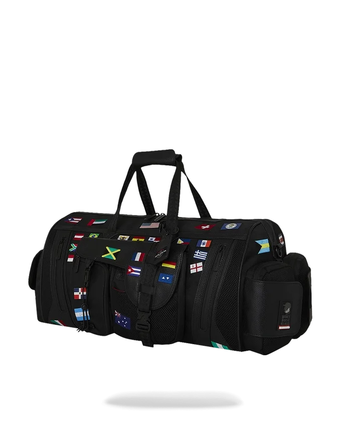 BORSA DA VIAGGIO JAMES FIRST CLASS CON BANDIERE DEL MONDO E MOTIVO BORSONI OPERAZIONI SPECIALI