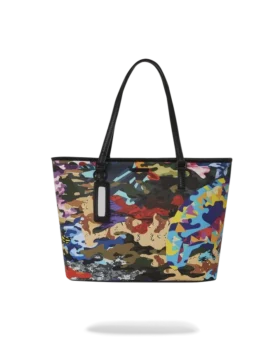 BORSA TOTE CAMOUFLAGE A RIGHE E QUADRATI