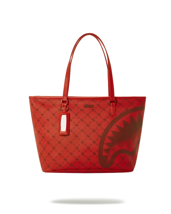 BORSA TOTE CON MOTIVO "MONEY" IN TESSUTO BRICK