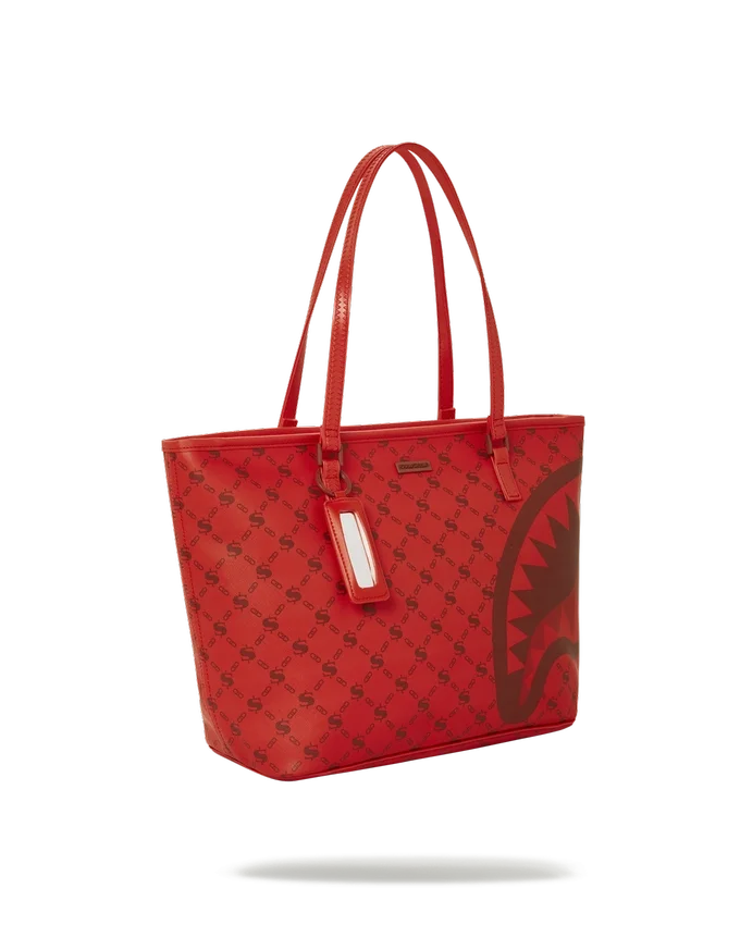 BORSA TOTE CON MOTIVO "MONEY" IN TESSUTO BRICK