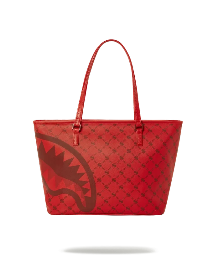BORSA TOTE CON MOTIVO "MONEY" IN TESSUTO BRICK