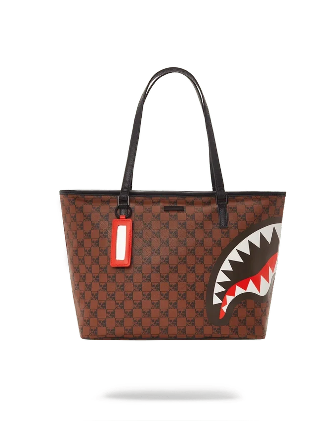 BORSA TOTE CON SQUALI E TESCHIO