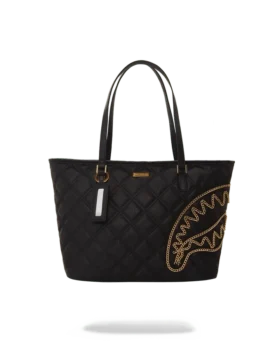 BORSA TOTE NOIR QUILT CON CATENA DORATA E MOTIVO SQUALO