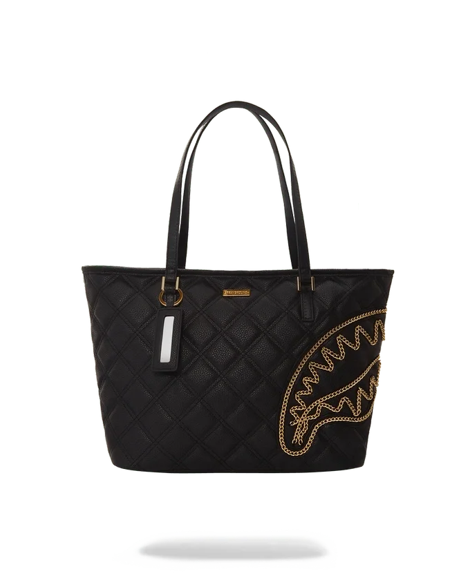 BORSA TOTE NOIR QUILT CON CATENA DORATA E MOTIVO SQUALO