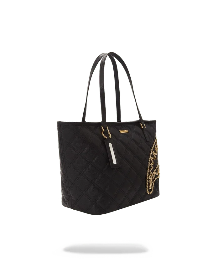 BORSA TOTE NOIR QUILT CON CATENA DORATA E MOTIVO SQUALO