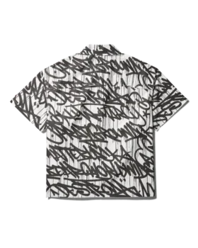 CAMICIA A MANICHE CORTE CON GRAFFITI E CHIUSURA A BOTTONI SUL DAVANTI
