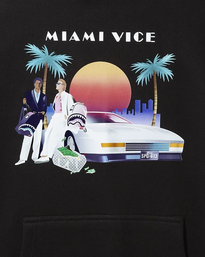 FELPA CON CAPPUCCIO MIAMI VICE (NERA)