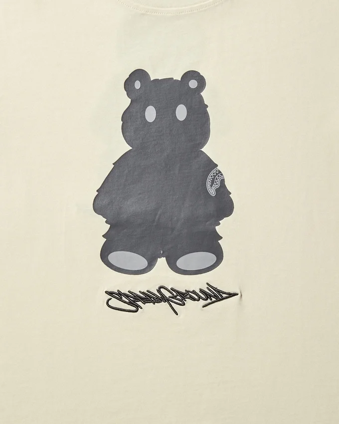 MAGLIETTA A MANICHE CORTE CON STAMPA "MONEY BEAR" (ALBICOCCA)