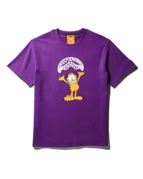 MAGLIETTA CON STAMPA "GARFIELD SHARKMOUTH" (VIOLA)