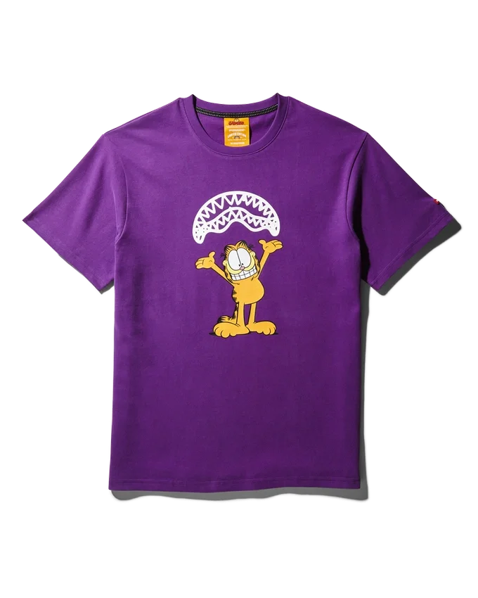 MAGLIETTA CON STAMPA "GARFIELD SHARKMOUTH" (VIOLA)