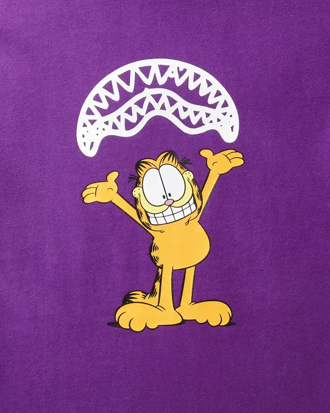 MAGLIETTA CON STAMPA "GARFIELD SHARKMOUTH" (VIOLA)