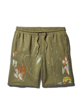 PANTALONCINI IN MAGLIA CON MACCHIE DI VERNICE (VERDE)