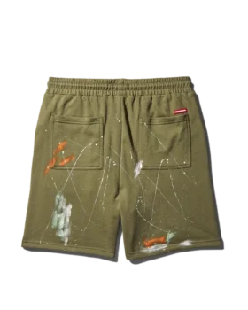 PANTALONCINI IN MAGLIA CON MACCHIE DI VERNICE (VERDE)