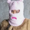 Passamontagna in polar rosa con orecchie da orso