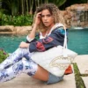 RIVIERA LE BLANC Borsa Tote con catena d'oro a motivo Shark