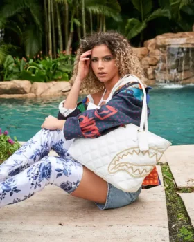 RIVIERA LE BLANC Borsa Tote con catena d’oro a motivo Shark