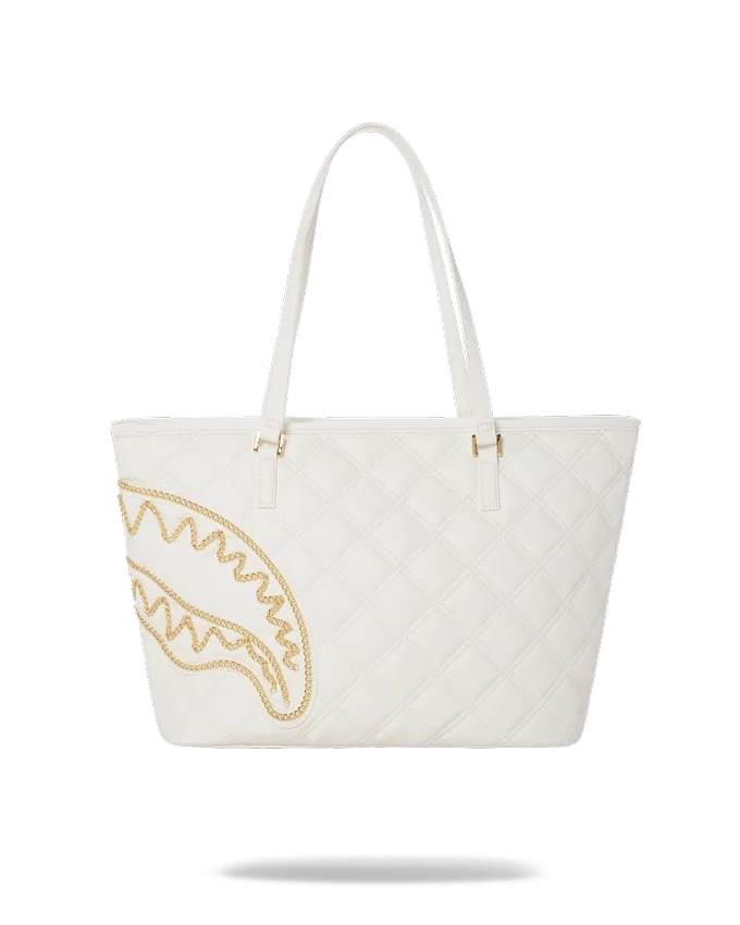 RIVIERA LE BLANC Borsa Tote con catena d'oro a motivo Shark