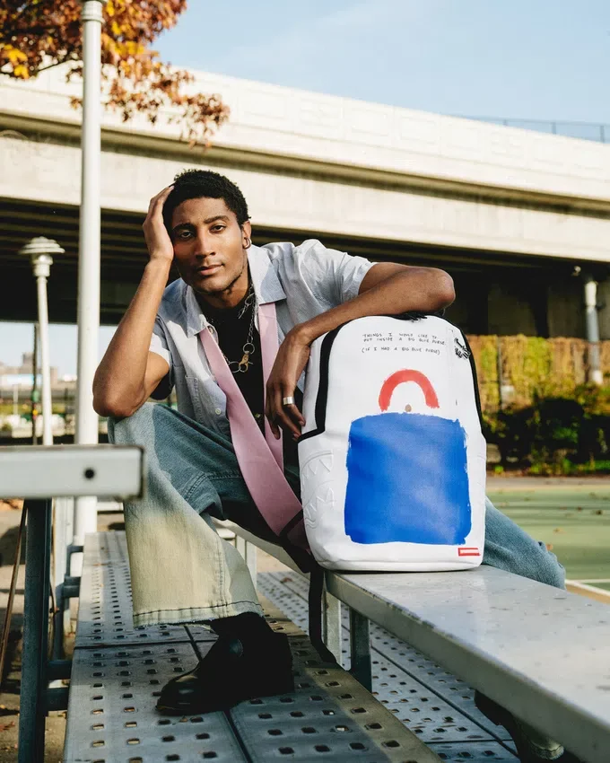 Zaino con stampa artistica “Big Blue Purse” di Keith Haring