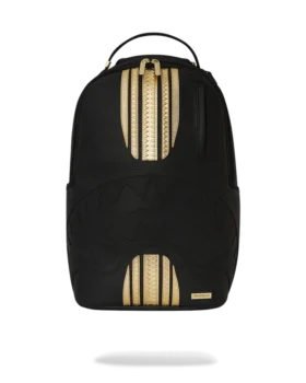 Zaino con strisce da gara oro e nero