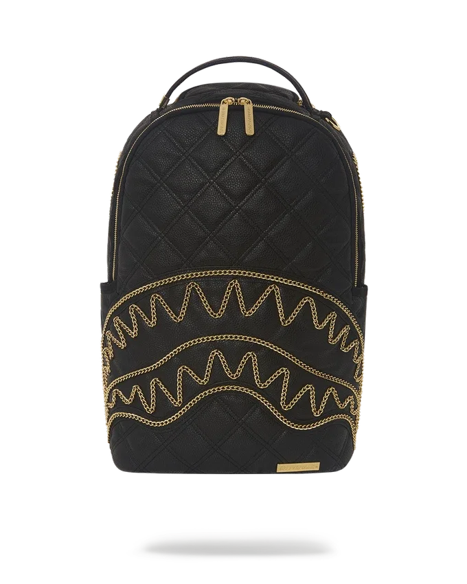 ZAINO NOIR QUILT CON CATENA D'ORO E MOTIVO SQUALO (DLXV)