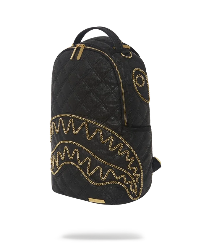 ZAINO NOIR QUILT CON CATENA D'ORO E MOTIVO SQUALO (DLXV)