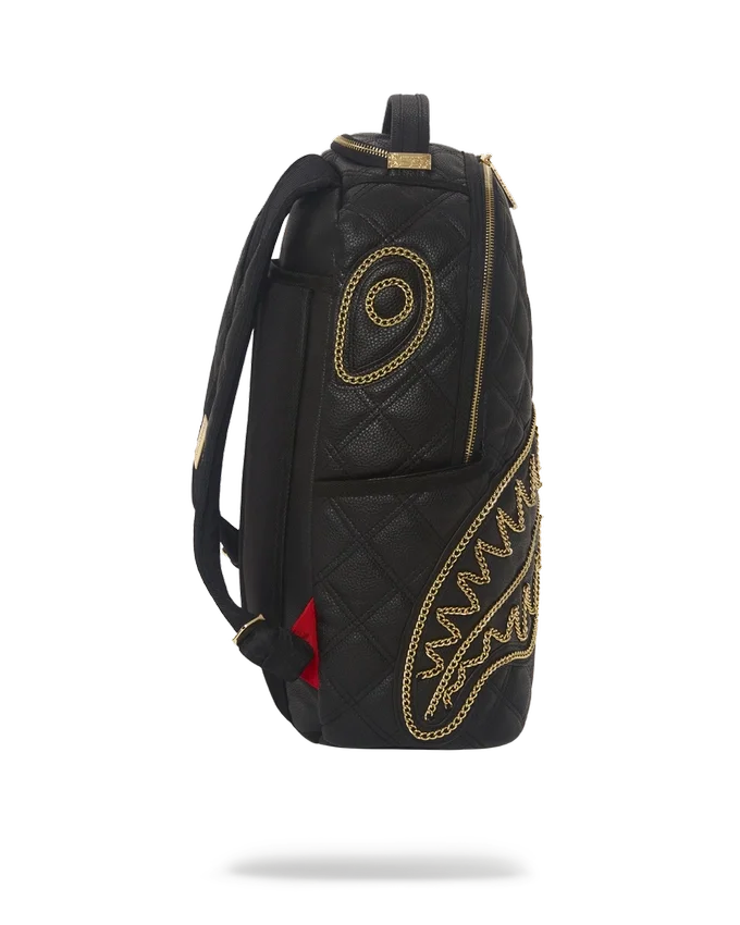 ZAINO NOIR QUILT CON CATENA D'ORO E MOTIVO SQUALO (DLXV)