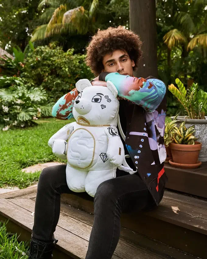 Zaino RIVIERA LE BLANC GOLD CHAIN MONEYBEAR TEDDYBEAR